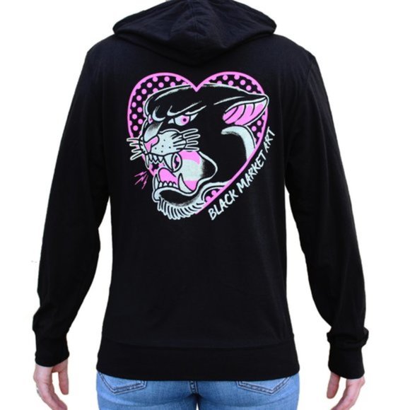 Pink Panther Women's Hoodie Custom Tattoo Artwork by Adi S-M-L-XL-XXL NWT - Picture 2 of 3